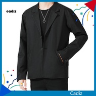 CADI Men Blazer Single-breasted Solid Color Summer Lapel Pockets Jacket for Daily Wear