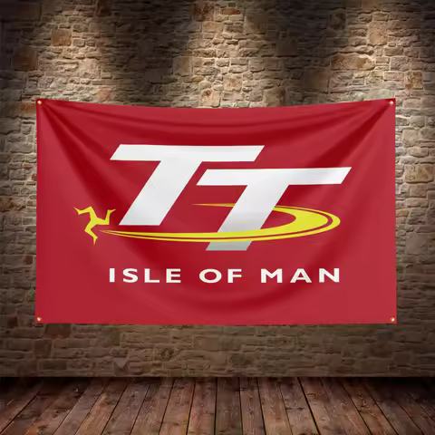 TT Tapestry Decor Mountain Course Map Racing Flag Zero Southern Road Motorcycle Banner Wall Art Home