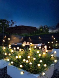 6/8/10-LED太陽能草坪螢火蟲燈，適用於戶外花園、庭院、路徑裝飾，節慶裝飾燈，閃爍的螢火蟲風格，太陽能供電