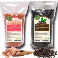 Whole Black Peppercorns 12oz  Himalayan Pink Salt (Coarse Grain) 2 lbs  Premium Grade, Freshly Packed  Pepper Corns For Grinders Refill  Herbs &amp; Spices  by Eat Well Premium Foods