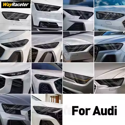 2 Pcs/Set Car Headlight Tint Smoked Black Protective Film TPU Sticker For Audi Q3 2026 A6 C9 A5 B10 