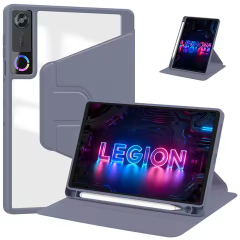 For Lenovo Legion Y700 5th Generation Case with Pencil Holder 360 Rotating Acrylic Hard Tablet For L