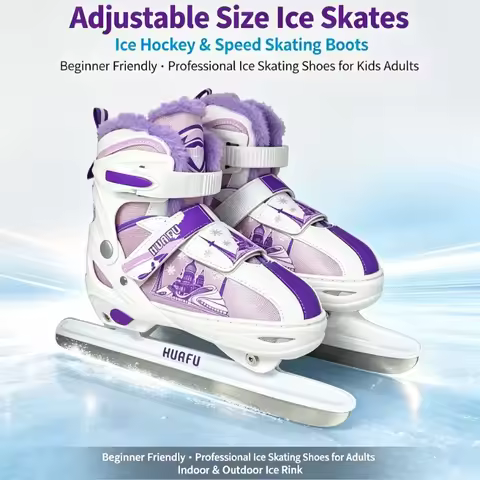 Adjustable Size Ice Skates Ice Hockey & Speed Skating Boots Beginner Friendly Professional Ice Skati