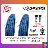 Corva Motor Consostar Tayar Cs800 Kombo Tubeless Motosikal Cs800 Bunga Tt100 T-Max Tmax100 70/90-17 