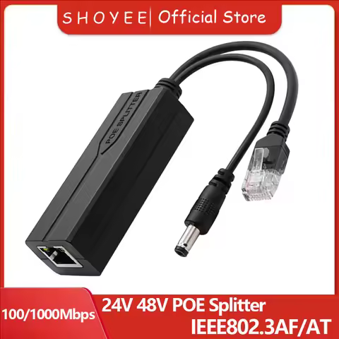 POE Splitter 24V/48V to 12V/5V IEEE 802.3af Output Power Over Ethernet Splitter Adapter Security Sys