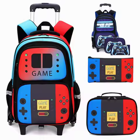 Kids School Bag Rolling Backpack for Boy Wheeled Backpack School Bag With Wheels Trolley Bookbag Tra