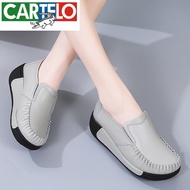 KY/🏅Cartelo Crocodile（CARTELO）Summer Hollow-out Breathable Soft Bottom Leather Women's Shoes Platform Shake Shoes Wedge