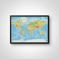 ZENi Modern A1 World Map | Framed Large Office World Map 84x60cm