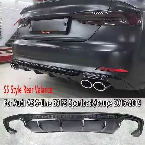 For Audi A5 S-Line B9 F5 2016-2019 Sportback / Coupe Rear Valance Diffuser Bodykit S5 Style Rear Bum