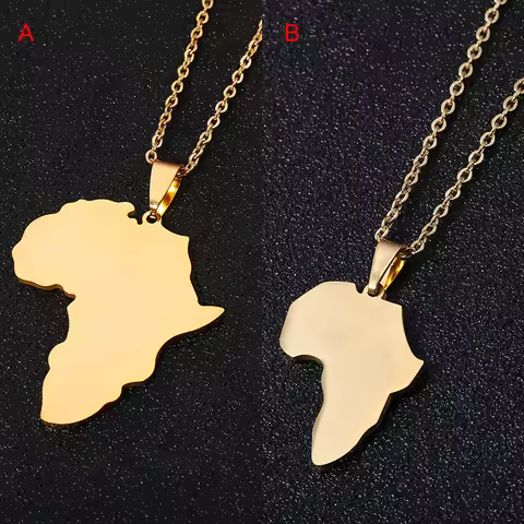 Fashion Selling African Map Pendant Necklaces Men& Women Stainless Steel Gold Color Africa Map Jewel