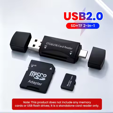 2 in 1 Card Reader USB2.0 & Type C Universal Card Adapter Multifunctional Adapter for SD /TF Mobile 