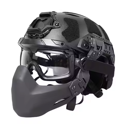 Airsoft Helmet with Tactical Mask and Goggles Outdoor Adjustable FAST Helmet Set, Shooting Paintball