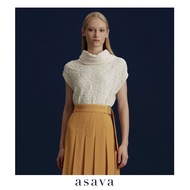 [asava aw24] Asava Pullover Blouse เสื้อผู้หญิง คอตั้ง แขนล้ำ แต่งชายเสื้อโค้ง