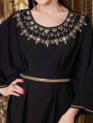 SHEIN Najma 土耳其風格長襯衫,蝙蝠袖子和鑽石裝飾
