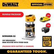 Combo package - DEWALT DCW600N-XJ BL 8mm Router with Fixed Base 20V (Bare Unit) + DCB183-B1 + DCB110