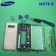 เคสฝาหลังแบบเต็ม Note8 + เลนส์กระจกหน้าจอด้านหน้า + กรอบด้านหน้าสำหรับ Samsung Galaxy Note 8 N950F N950อะไหล่ครบชุด