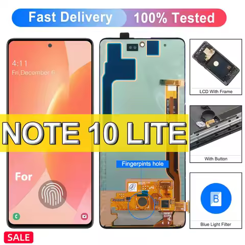 100% AMOLED Screen for Samsung Galaxy Note 10 Lite Lcd Display N770 N770F N770F/DS with Frame Digita