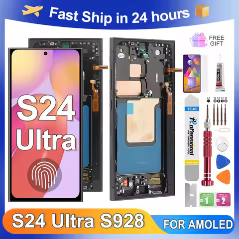 For AMOLED S24 Ultra For Samsung S24U S928B S928U S928W S928E LCD Display Touch Screen Digitizer Ass