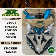 COVERSET Y15 V1/V2 SPECIAL EDITION CYAN SILVER YAMAHA Y15 RAPIDO COVERSET STICKER TANAM MOTOR COVERS