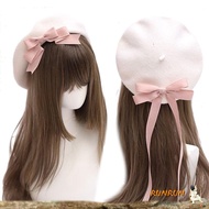 RUNUN Girls Woman Berets Hat with Ribbon Bowknot Beret Vintage Artist Painter Beret