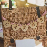 1pc Rustic Wooden "CARDS" Banner - 100CM/39.37IN Heart-Shaped Hanging Garland, DIY Wedding Card Box 