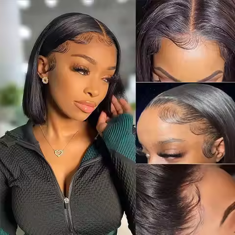 13x4 13x6 HD Bone Straight Bob Lace Frontal Human Hair Brazilian Short Bob Wig For Women 200% Densit