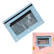 dingdongaa Portable Pencil Bag Pencil Case File Bag 3 Rings Binders Pen Case for Office