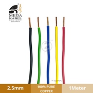 1 METER - MEGA 2.5mm (7/0.67mm) PVC Insulated Power Cable Wire /Electrical Kabel PVC Bersalut / wire kabel elektrik