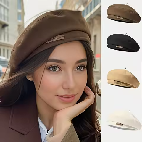 Maillard Style French Beret Hats for Women Beige Beret Hat Solid Color Cotton Beret Cap for Womens G