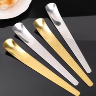 Home Creative Table Cutlery - Stainless Steel Flat Head Spoon - Golden Silver Cake Dessert Spoon - Long Handle Coffee Stirring Spoons - Durable Mirror Polishing Kitchen Tableware