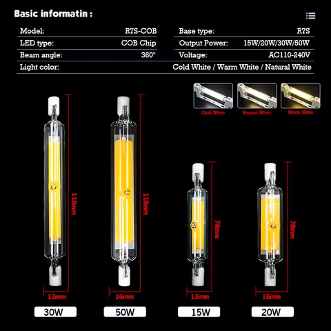 2-10pcs Superbright LED R7S COB Tube Bulb 78MM 118MM AC 110V 220V 230V Replace Halogen Lamp J78 J118
