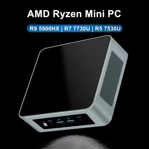 Mini PC AMD Ryzen 9 5900HX R7 6800H 6900HX ES 5800U R5 7530U 2*DDR4 NVMe 2xLAN Office Desktop Comput