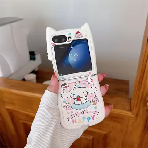 Recommended Leather Style Sanrio For Cinnamoroll Cartoon With Lanyard Samsung Galaxy For Z Flip 7 Z 