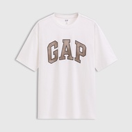 เสื้อยืดแขนสั้นหลวมพิมพ์ลายนูน Gap สำหรับผู้ชายและผู้หญิงในช่วงฤดูร้อนปี 2025 คอกลมแขนสั้นลายโลโก้ขน