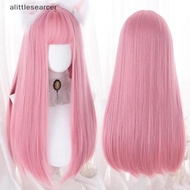 Cosplay Wig With Bangs Synthetic Straight Hair 25.59 Inch Long Heat-Resistant Pink Wig For Women n