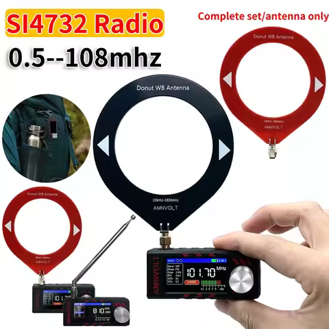 SI4732 0.5-108mhz Portable Radio LSB USB AM FM Pocket Mini Radio 1.9inch IPS Screen All Band Radio R