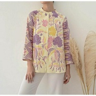 Bluse Blouse Batik Wanita Kancing Depan Warna Pastel Ungu Lilac