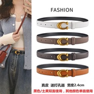 Coach C Buckle Double-Sided Belt Ladies Alloy Belt New Style All-Match Skirt Decoration ins Style Genuine Leather Korean Jeans Belt