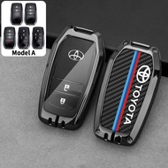 Toyota Zinc Alloy Full Wrap Car Key Case Cover Carbon Fiber Leather Smart Key Protector For Agya Raz