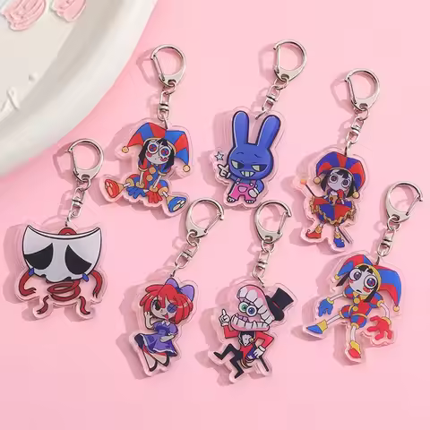 1/7Pcs Cartoon The Amazing Digital Circus Acrylic Keychain Cute Backpack Pendant Bag Charms Accessor
