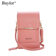 Buylor Touch Screen Mobile Phone Shoulder Bags for Women Mini Card Holder Wallet Coin Purse Soft Leather Crossbody Female Bag