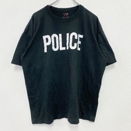 古著RO​​THCO 警徽印花短袖T卹，黑色，2XL碼