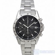 SEIKO精工 SBTQ041手錶 日本限定款 黑面 三眼計時 日期 鋼帶 男錶【錶飾精品】