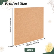 2PCS Square Bulletin Boards 11.8x11.8 Inch Wood Cork Board 0.6 Inch Thick Square Cork Board Cork Til