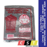 HDPE 29X35 Black Garbage Bag / Plastik Sampah Hitam (20 Sheets/Pkt)