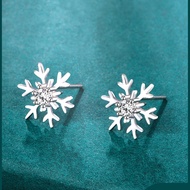 PT950 Platinum Earrings Snowflake Earrings Temperament Korean Students All-Match Earrings Sleeping F