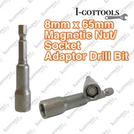 ZhiWEI 8mm x 65mm Magnetic Nut Driver Set Socket Adapter/Hex Socket