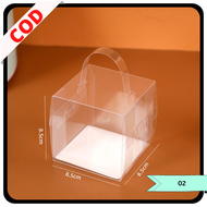 [10 PCS] KOTAK MIKA KUE ULANG TAHUN TRANSPARANT CAKE BOX WITH HANDLE BOX KUE MINI SLICE CAKE TRANSPA