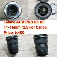 Tokina AT-X PRO DX AF 11-16mm f2.8 For Canon