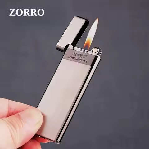 ZORRO 636 Metal Ultra Thin Butane Gas Inflatable Grinding Wheel Lighter Holiday Gift Smoking Accesso
